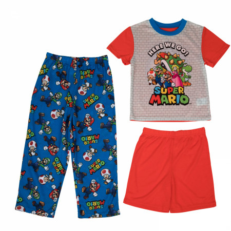 Super Mario Bros. Here We Go! 3-Piece Boys Pajama Set